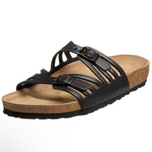 Birkenstock Granada Leather Sandals Black Unisex EU 38 Ladies 7 Men’s 5 Narrow